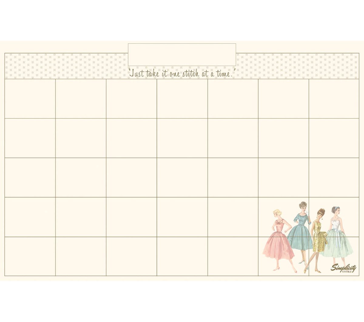 SIMPLICITY VINTAGE REMOVEABLE DRY ERASE WALL PLANNER / UNDATED CALENDAR